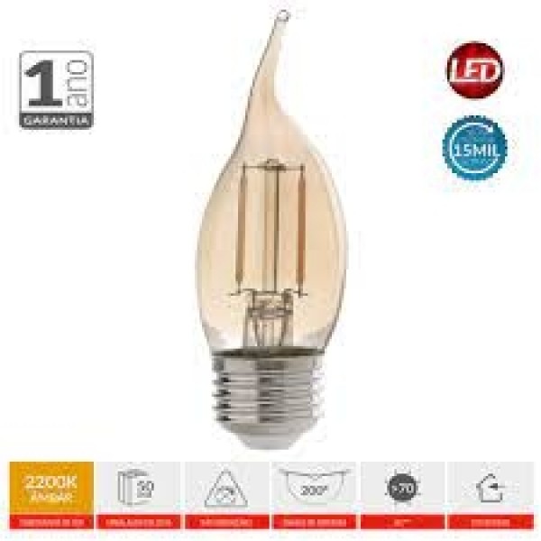 Lâmpada Filamento Led VELA Chama Retrô Âmbar 2w - (2200k) - Avant