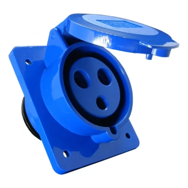Tomada de Embutir Industrial 2P+T 32A 220V Azul