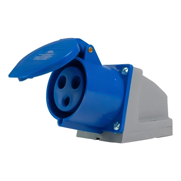 Tomada de Sobrepor Industrial 2P+T 16A 220V Azul