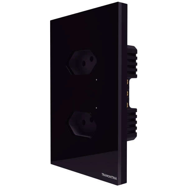 Tomada Touch Onne Smart Tramontina Preto com 2 Tomadas 2P+T 10 A 250 V Preta Tramontina