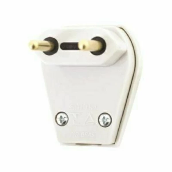 Plugue Macho 90º 2P 10A Branco Pezzi
