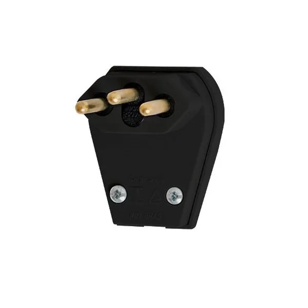 Plugue Macho 90º 2P+T 10A Preto Pezzi