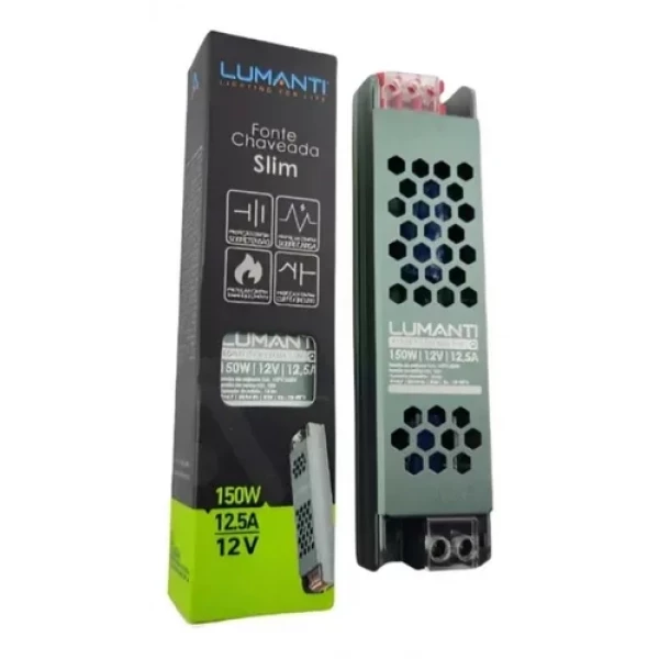 Fonte para Fitas Led Slim 150W 12V 12,5A Lumanti