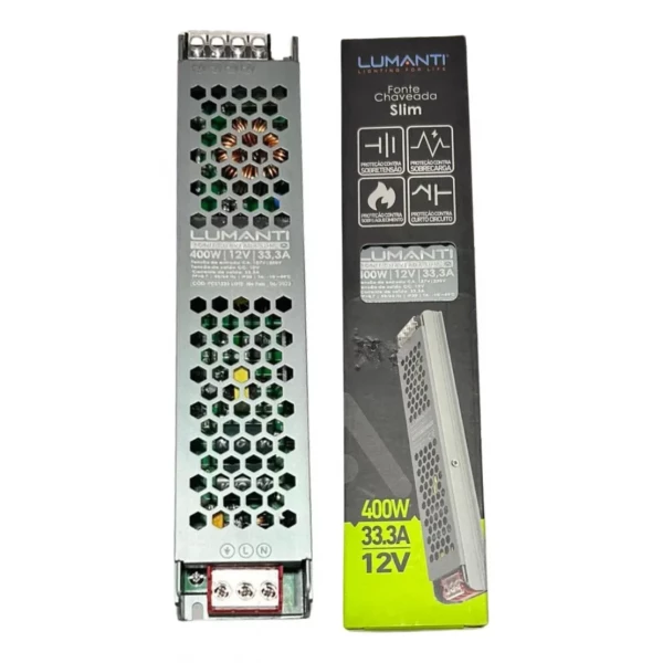 Fonte para Fitas Led Slim 400W 12V 33,3A Lumanti