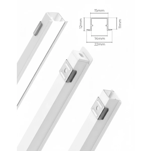 Perfil de Embutir para Fita LED 3M 22x12mm Branco Lumanti