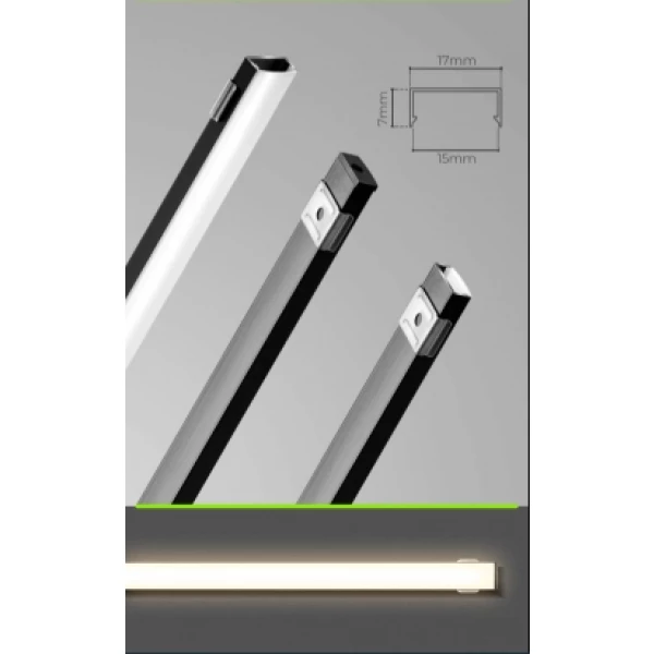 Perfil de Sobrepor para Fita LED 3M 17x7mm Preto Lumanti
