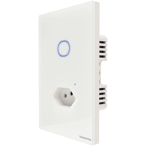 Interruptor Onne Smart Tramontina Branco com 1 Tecla e 1 Tomada 2P+T 10 A 250 V Branco Tramontina