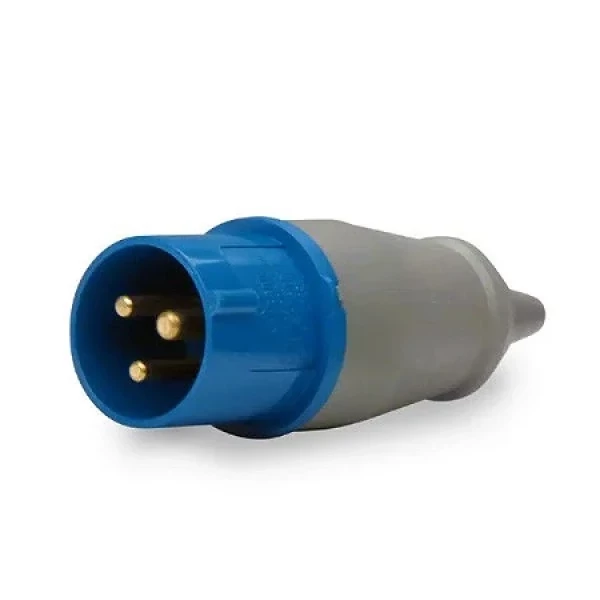 Plugue Industrial 2P+T 220V 16A IP44 Azul