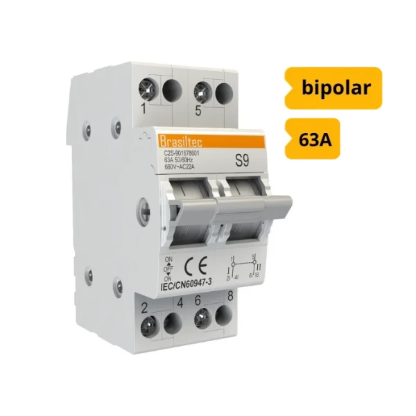 Disjuntor Bipolar 63A Brasitec