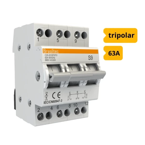 Disjuntor Tripolar 63A Brasiltec