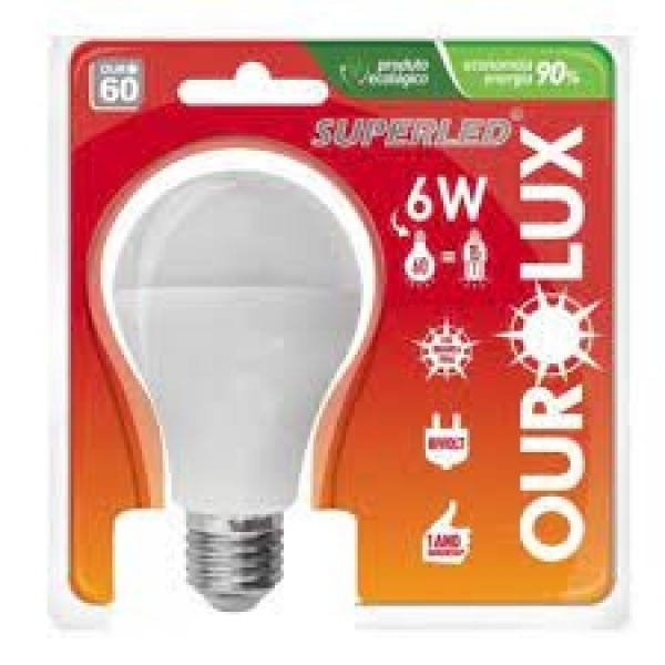 Lâmpada De Led Bulbo 6w Branco - Quente (2700k) - Ourolux