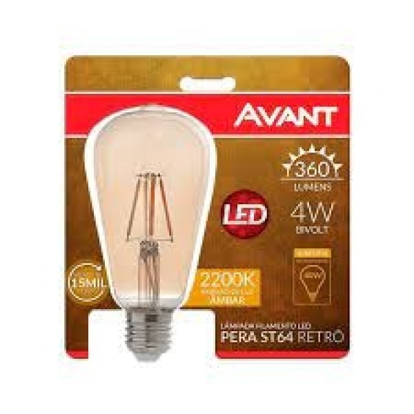 Lâmpada Led filamento Vintage Âmbar 4w - PERA ST64- (2400k) - Ourolux