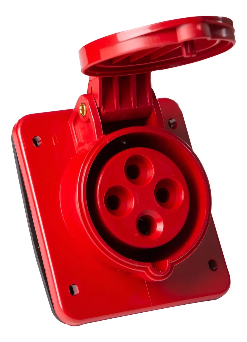 Tomada de Embutir Industrial 3P+T 63A 380V Vermelho