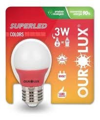 Lâmpada De Led Bolinha Colors 3w - Vermlho - Ourolux